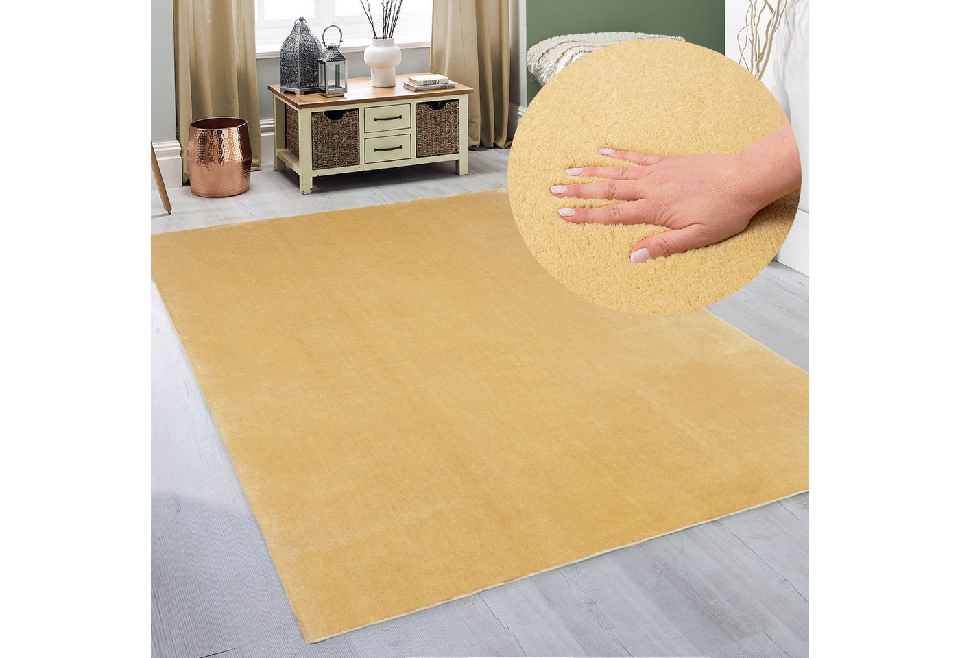 OTTO home Teppich Arabell, Kunstfellteppich, Felloptik, waschbar, rechteckig, Höhe: 16 mm, flauschig, kuschelig, Anti-Rutsch-Unterseite, Wohnzimmer, Schlafzimme – Bild 5 von 5