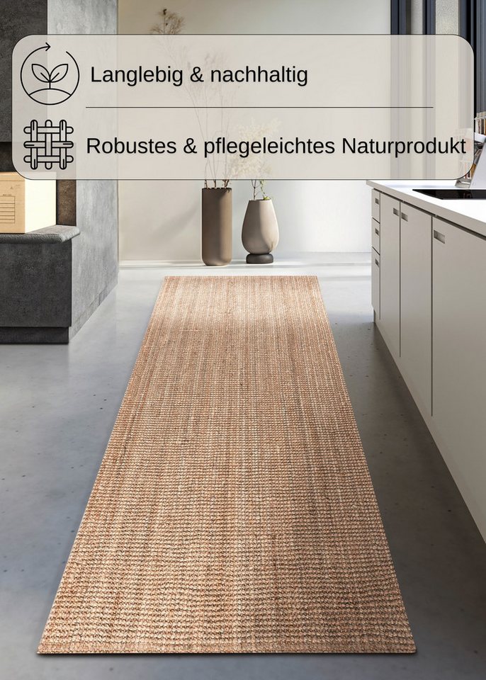 OTTO home Teppich Avot Juteteppich, rechteckig, Höhe: 10 mm, 100% Jutefaser, Läufer, Esszimmer, Wohnzimmer, Skandi – Bild 2 von 4