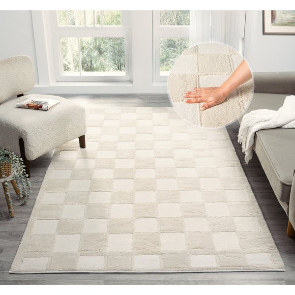 OTTO home Teppich Belion, Hoch-Tief-Struktur, Karo-Muster, rechteckig, Höhe: 19 mm, leichter Glanz, Schachbrettmuster, Modern, Wohnzimmer, Schlafzimmer