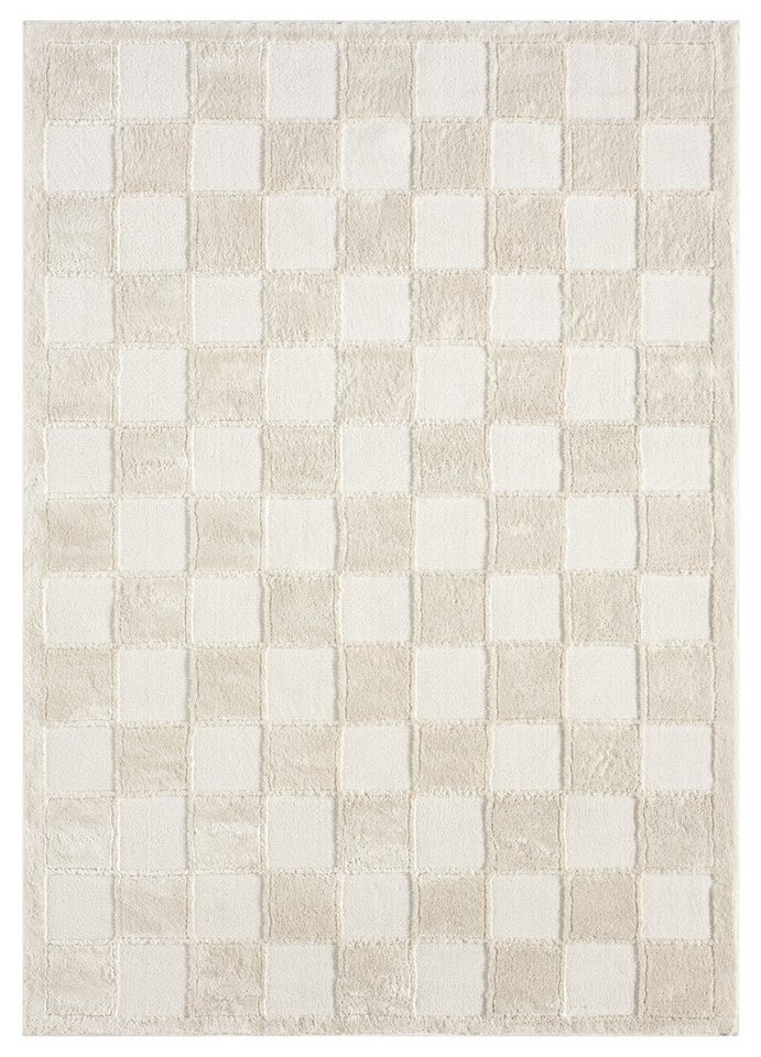 OTTO home Teppich Belion, Hoch-Tief-Struktur, Karo-Muster, rechteckig, Höhe: 19 mm, leichter Glanz, Schachbrettmuster, Modern, Wohnzimmer, Schlafzimmer – Bild 2 von 5