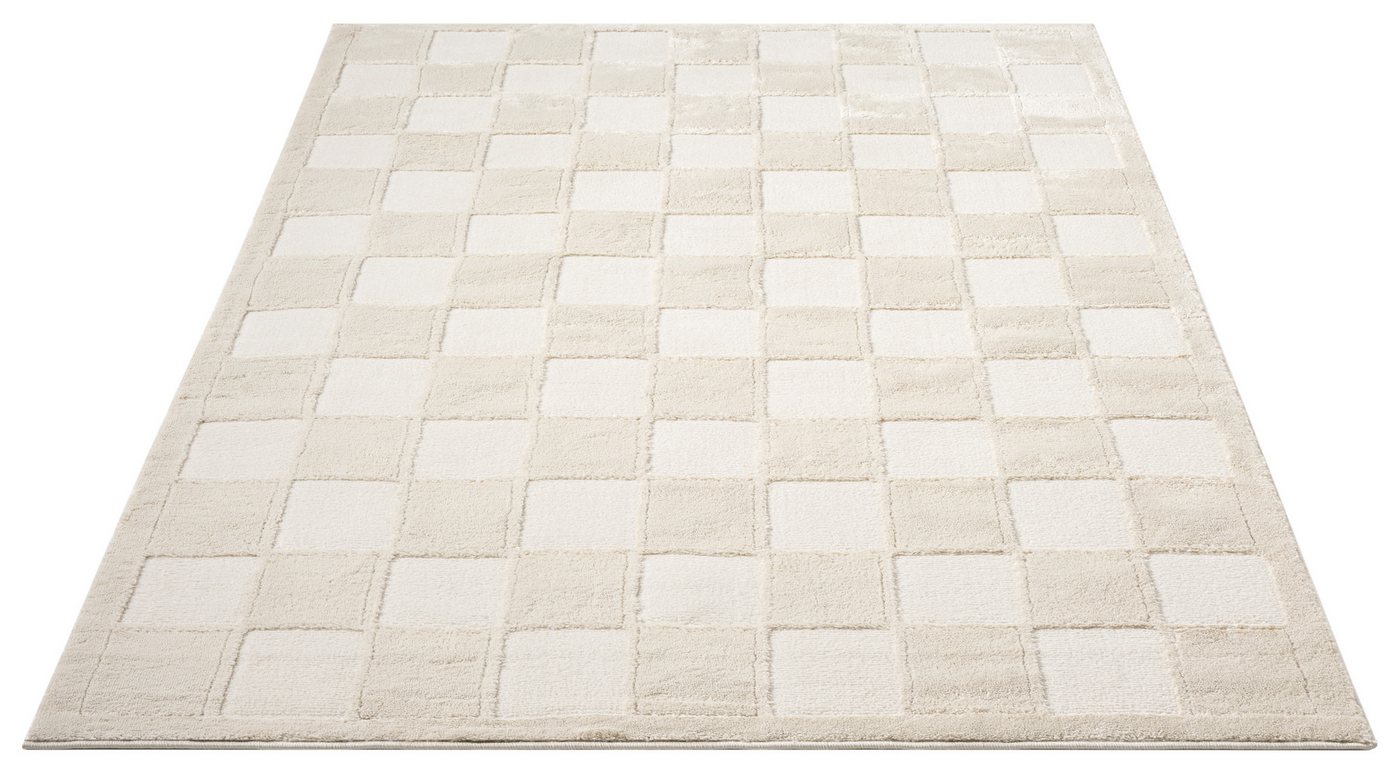 OTTO home Teppich Belion, Hoch-Tief-Struktur, Karo-Muster, rechteckig, Höhe: 19 mm, leichter Glanz, Schachbrettmuster, Modern, Wohnzimmer, Schlafzimmer – Bild 3 von 5