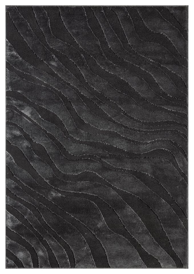 OTTO home Teppich Benia, Hoch-Tief-Struktur, rechteckig, Höhe: 19 mm, Wellen-Design, leichter Glanz, modern, Wohnzimmer, Schlafzimmer – Bild 2 von 5
