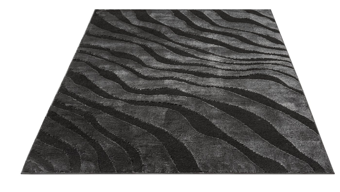 OTTO home Teppich Benia, Hoch-Tief-Struktur, rechteckig, Höhe: 19 mm, Wellen-Design, leichter Glanz, modern, Wohnzimmer, Schlafzimmer – Bild 3 von 5
