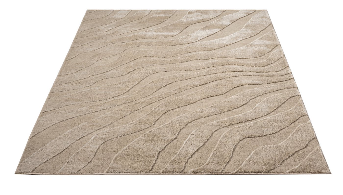 OTTO home Teppich Benia, Hoch-Tief-Struktur, rechteckig, Höhe: 19 mm, Wellen-Design, leichter Glanz, modern, Wohnzimmer, Schlafzimmer – Bild 3 von 5
