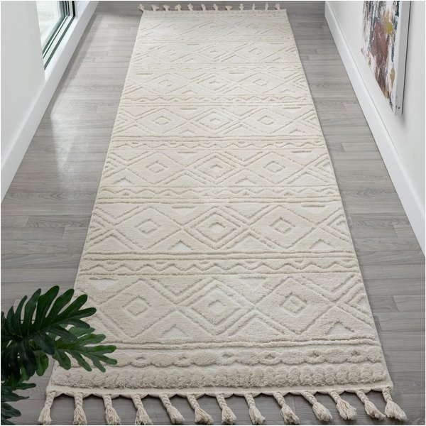 OTTO home Teppich Bonvo, rechteckig, Höhe: 19 mm, mit Fransen, Hoch-Tief-Struktur, Wohnzimmer, Schlafzimmer, Boho-Style