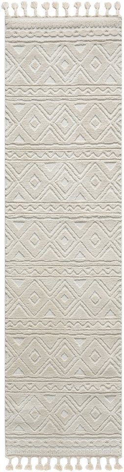 OTTO home Teppich Bonvo, rechteckig, Höhe: 19 mm, mit Fransen, Hoch-Tief-Struktur, Wohnzimmer, Schlafzimmer, Boho-Style – Bild 2 von 5