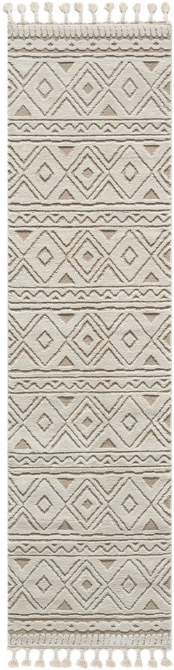 OTTO home Teppich Bonvo, rechteckig, Höhe: 19 mm, mit Fransen, Hoch-Tief-Struktur, Wohnzimmer, Schlafzimmer, Boho-Style – Bild 2 von 5