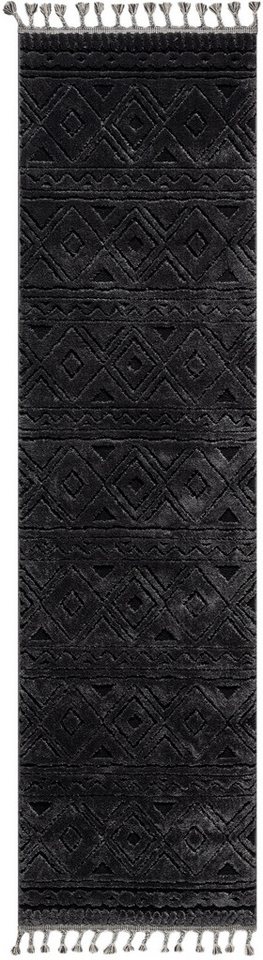 OTTO home Teppich Bonvo, rechteckig, Höhe: 19 mm, mit Fransen, Hoch-Tief-Struktur, Wohnzimmer, Schlafzimmer, Boho-Style – Bild 2 von 5