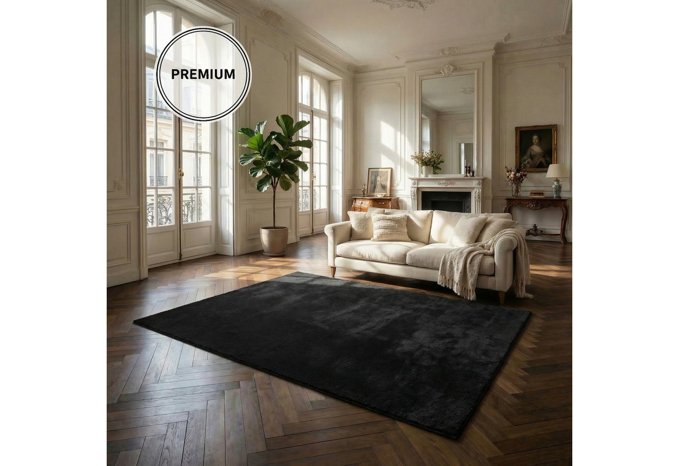 OTTO home Teppich Cali, in Standard- und Premium-Qualität, 13 mm oder 16 mm Höhe, rechteckig, Uni-Farben, kuschelig, & weich, waschbar, Wohnzimmer, Schlafzimmer – Bild 4 von 5
