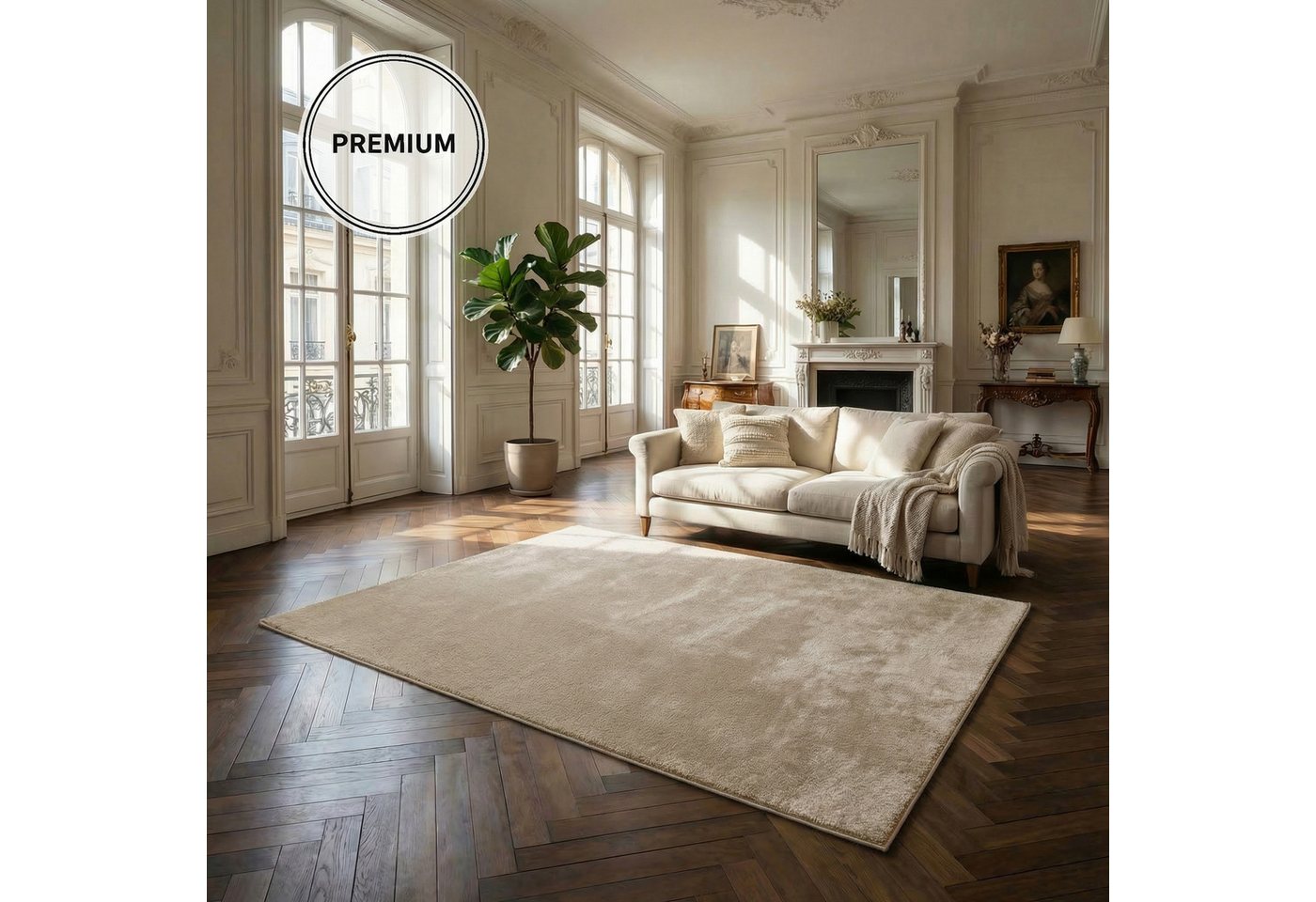 OTTO home Teppich Cali, in Standard- und Premium-Qualität, 13 mm oder 16 mm Höhe, rechteckig, Uni-Farben, kuschelig, & weich, waschbar, Wohnzimmer, Schlafzimmer – Bild 4 von 5