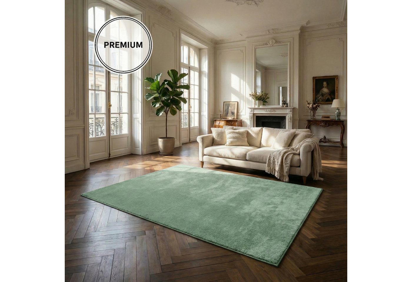 OTTO home Teppich Cali, in Standard- und Premium-Qualität, 13 mm oder 16 mm Höhe, rechteckig, Uni-Farben, kuschelig, & weich, waschbar, Wohnzimmer, Schlafzimmer – Bild 4 von 5