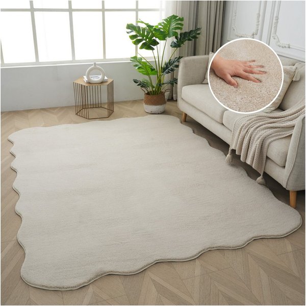 OTTO home Teppich Cali, in Standard- und Premium-Qualität, 13 mm oder 16 mm Höhe, wellenförmig, Uni-Farben, kuschelig, & weich, waschbar, Wohnzimmer, Schlafzimm