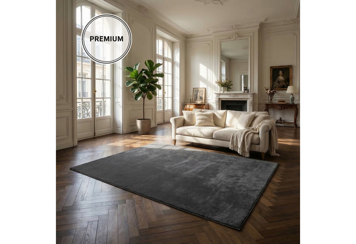 OTTO home Teppich Cali, in Standard- und Premium-Qualität, 13 mm oder 16 mm Höhe, rechteckig, Uni-Farben, kuschelig, & weich, waschbar, Wohnzimmer, Schlafzimmer – Bild 4 von 5