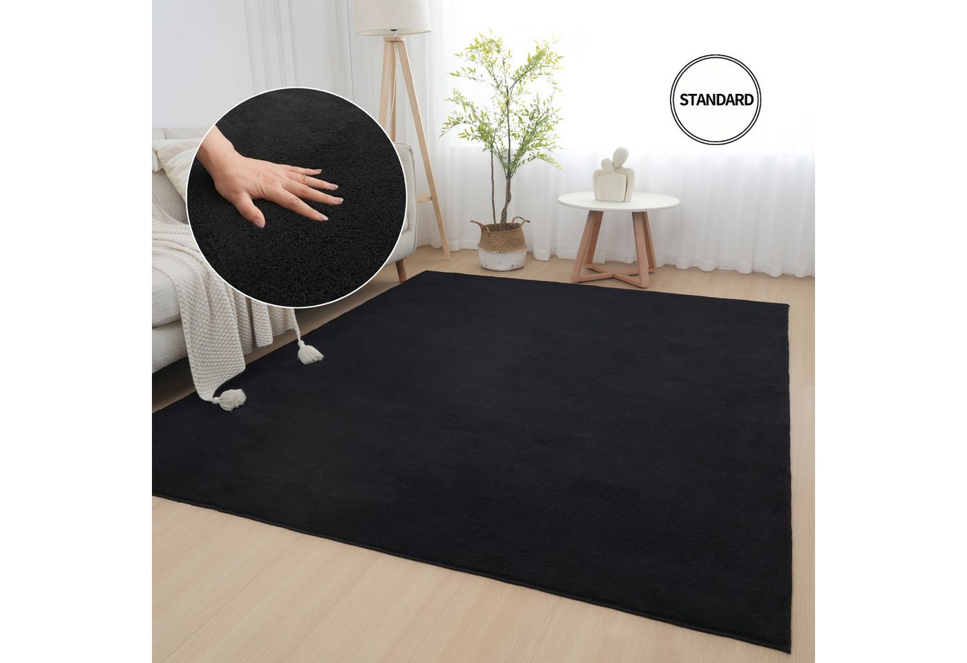 OTTO home Teppich Cali, in Standard- und Premium-Qualität, 13 mm oder 16 mm Höhe, rechteckig, Uni-Farben, kuschelig, & weich, waschbar, Wohnzimmer, Schlafzimmer – Bild 4 von 5
