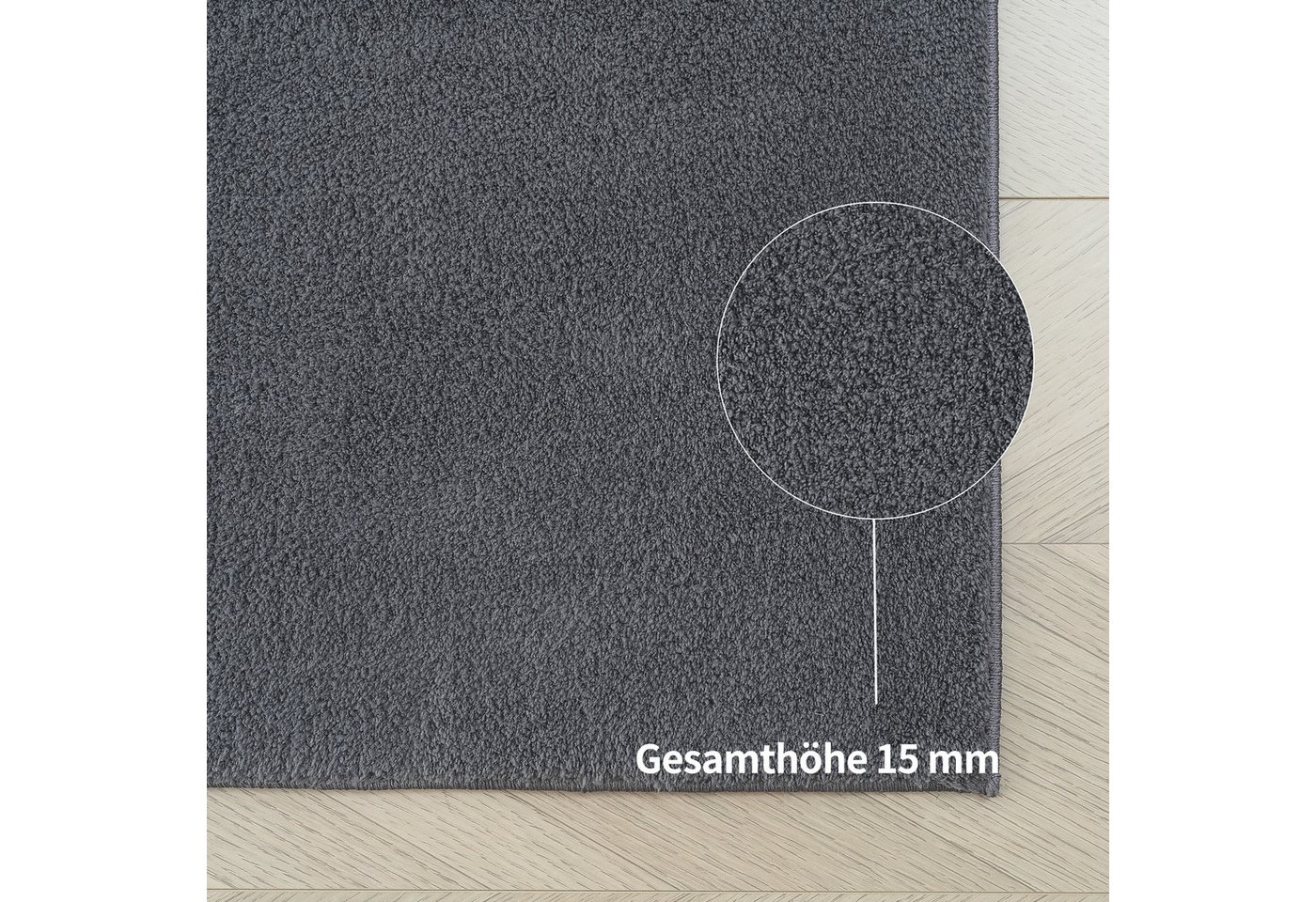 OTTO home Teppich Cali 2, kuschelig & weich, rechteckig, Höhe: 15 mm, Uni-Farben, waschbar, flauschig, Wohnzimmer, Schlafzimmer – Bild 5 von 5