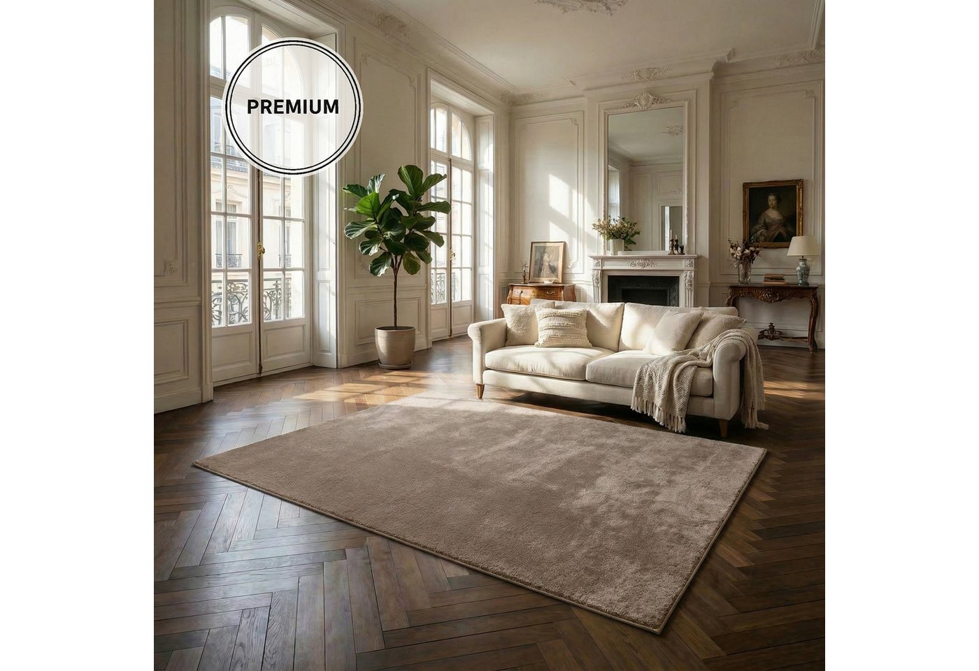 OTTO home Teppich Cali, in Standard- und Premium-Qualität, 13 mm oder 16 mm Höhe, rechteckig, Uni-Farben, kuschelig, & weich, waschbar, Wohnzimmer, Schlafzimmer – Bild 4 von 5