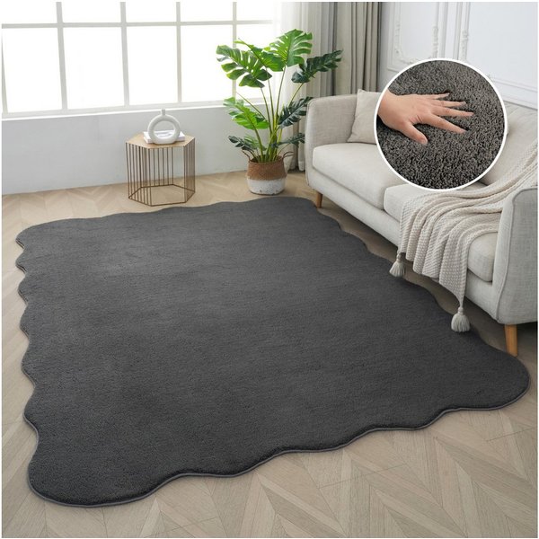 OTTO home Teppich Cali, in Standard- und Premium-Qualität, 13 mm oder 16 mm Höhe, wellenförmig, Uni-Farben, kuschelig, & weich, waschbar, Wohnzimmer, Schlafzimm