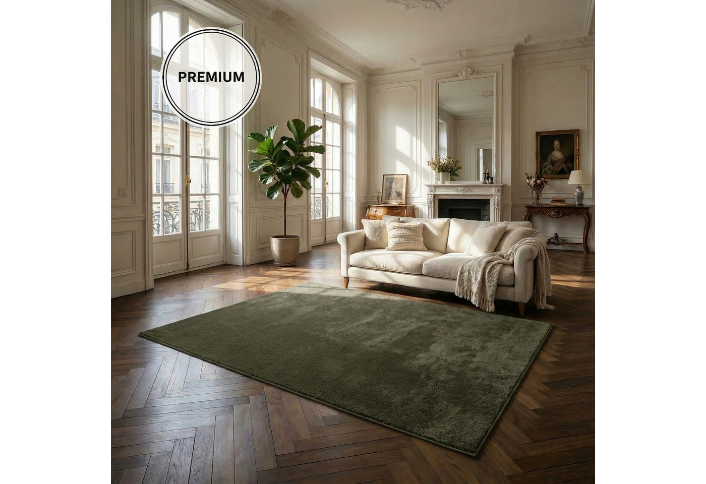 OTTO home Teppich Cali, in Standard- und Premium-Qualität, 13 mm oder 16 mm Höhe, rechteckig, Uni-Farben, kuschelig, & weich, waschbar, Wohnzimmer, Schlafzimmer – Bild 4 von 5