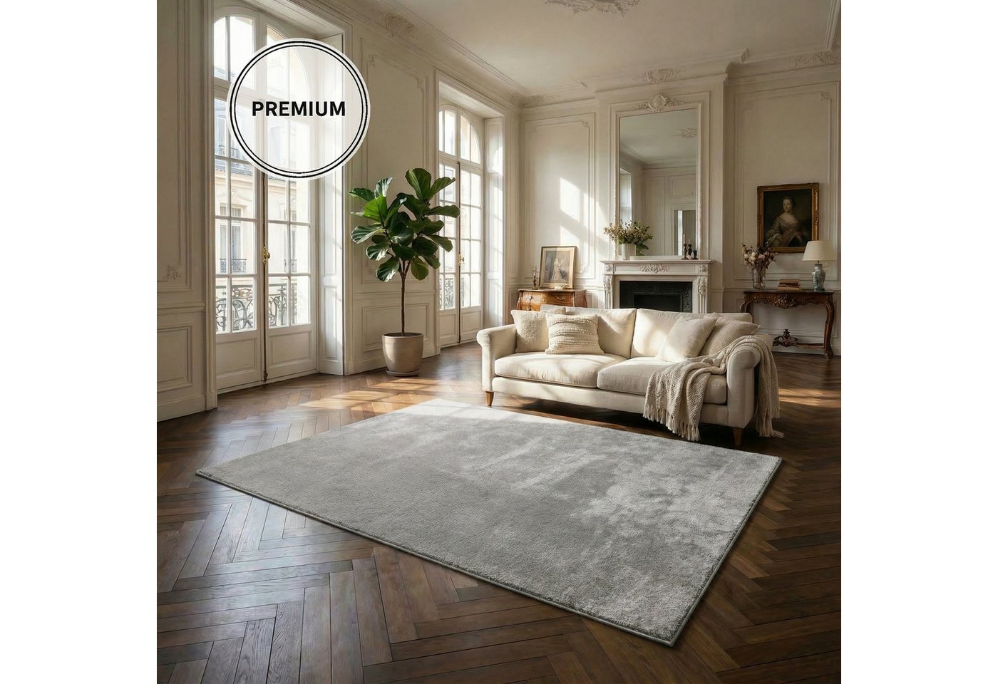 OTTO home Teppich Cali, in Standard- und Premium-Qualität, 13 mm oder 16 mm Höhe, rechteckig, Uni-Farben, kuschelig, & weich, waschbar, Wohnzimmer, Schlafzimmer – Bild 4 von 5
