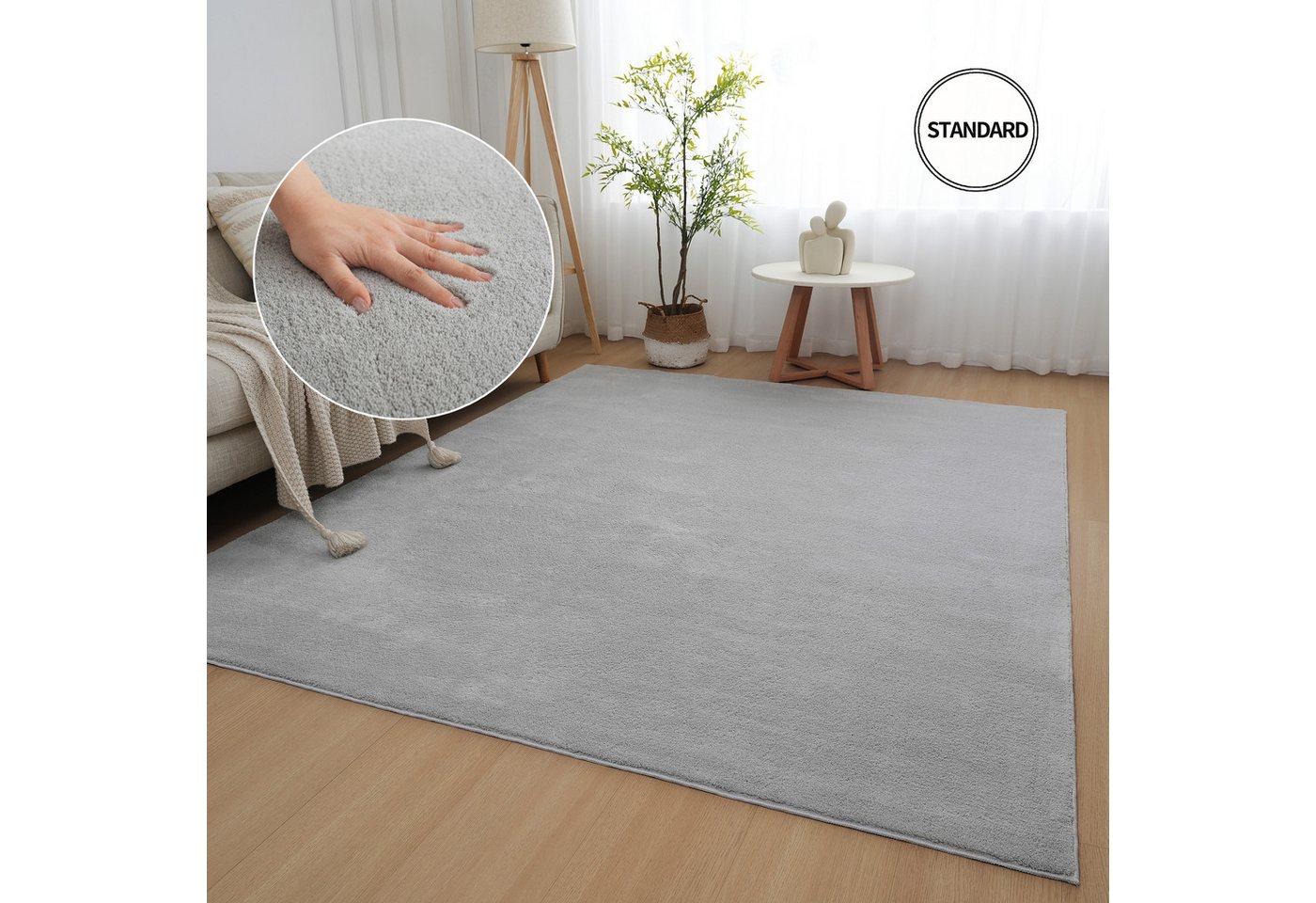OTTO home Teppich Cali, in Standard- und Premium-Qualität, 13 mm oder 16 mm Höhe, rechteckig, Uni-Farben, kuschelig, & weich, waschbar, Wohnzimmer, Schlafzimmer – Bild 4 von 5