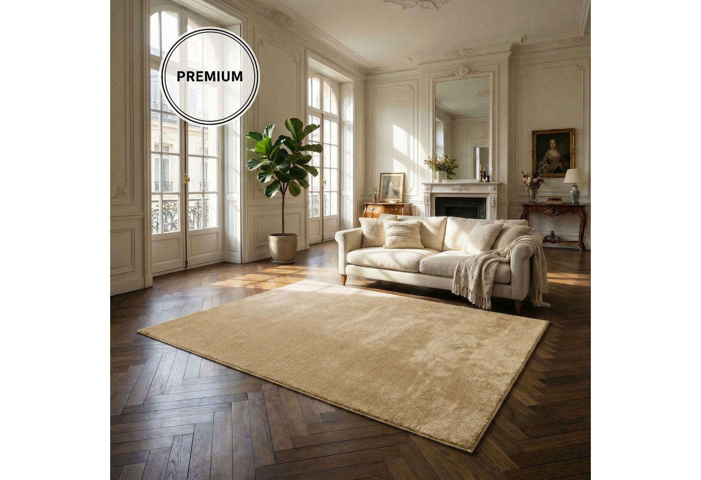 OTTO home Teppich Cali, in Standard- und Premium-Qualität, 13 mm oder 16 mm Höhe, rechteckig, Uni-Farben, kuschelig, & weich, waschbar, Wohnzimmer, Schlafzimmer – Bild 4 von 5