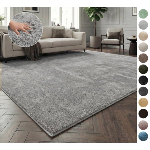 OTTO home Teppich Cali, in Standard- und Premium-Qualität, 13 mm oder 16 mm Höhe, rechteckig, Uni-Farben, kuschelig, & weich, waschbar, Wohnzimmer, Schlafzimmer