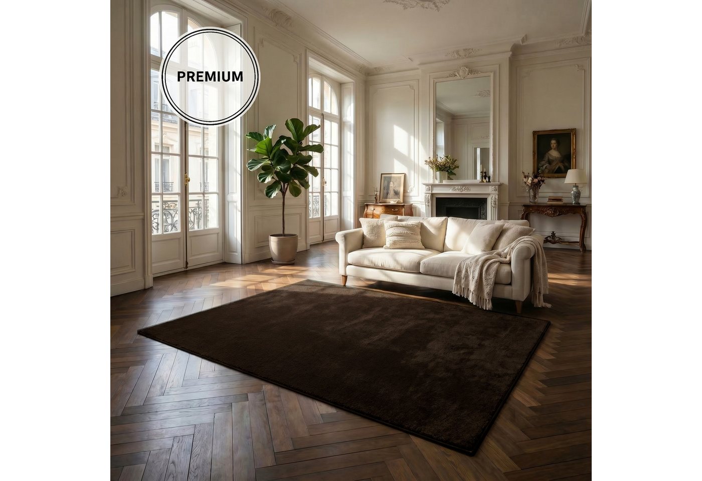 OTTO home Teppich Cali, in Standard- und Premium-Qualität, 13 mm oder 16 mm Höhe, rechteckig, Uni-Farben, kuschelig, & weich, waschbar, Wohnzimmer, Schlafzimmer – Bild 4 von 5