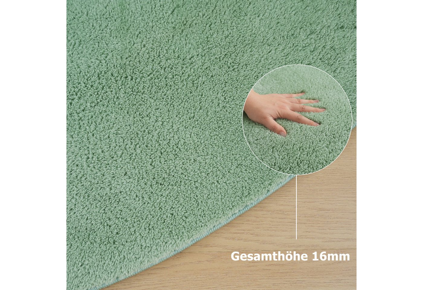 OTTO home Teppich Cali Bean, U-förmig, Höhe: 16 mm, besondere Form, Uni, weich, waschbar, Wohnzimmer, Schlafzimmer – Bild 4 von 5