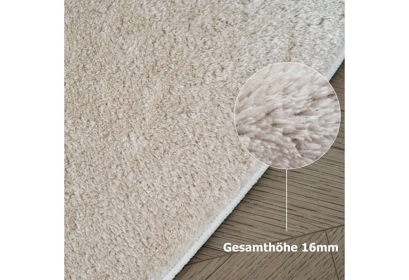 OTTO home Teppich Cali Bean, U-förmig, Höhe: 16 mm, besondere Form, Uni, weich, waschbar, Wohnzimmer, Schlafzimmer – Bild 4 von 5