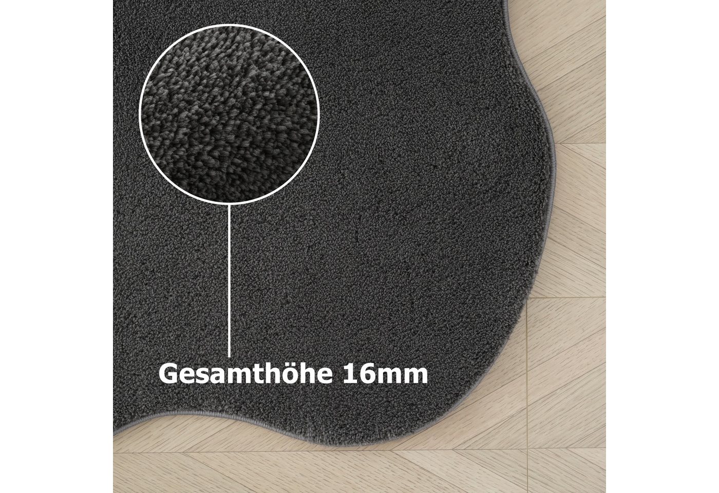 OTTO home Teppich Cali, in Standard- und Premium-Qualität, 13 mm oder 16 mm Höhe, wellenförmig, Uni-Farben, kuschelig, & weich, waschbar, Wohnzimmer, Schlafzimm – Bild 5 von 5