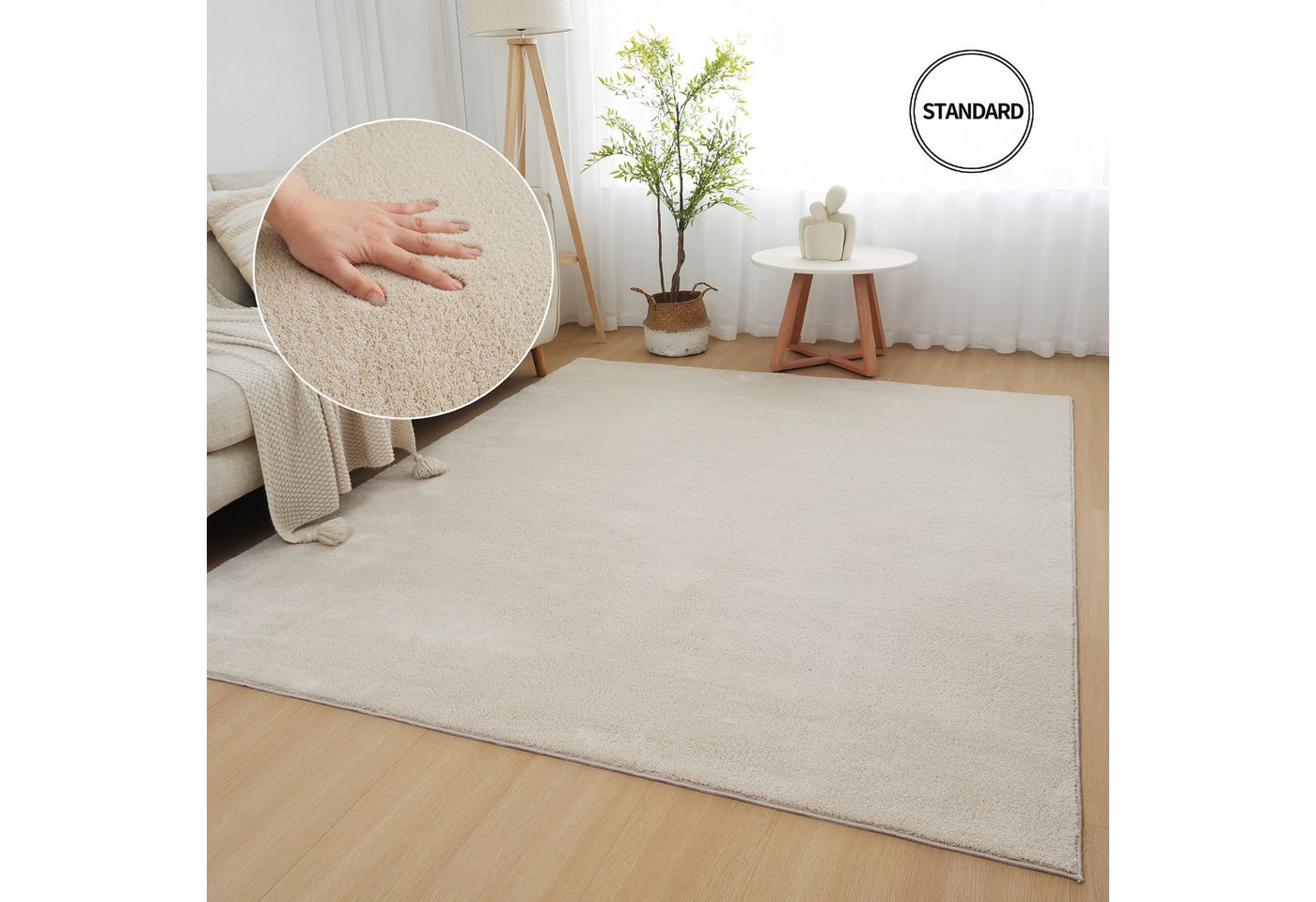 OTTO home Teppich Cali, in Standard- und Premium-Qualität, 13 mm oder 16 mm Höhe, rechteckig, Uni-Farben, kuschelig, & weich, waschbar, Wohnzimmer, Schlafzimmer – Bild 4 von 5