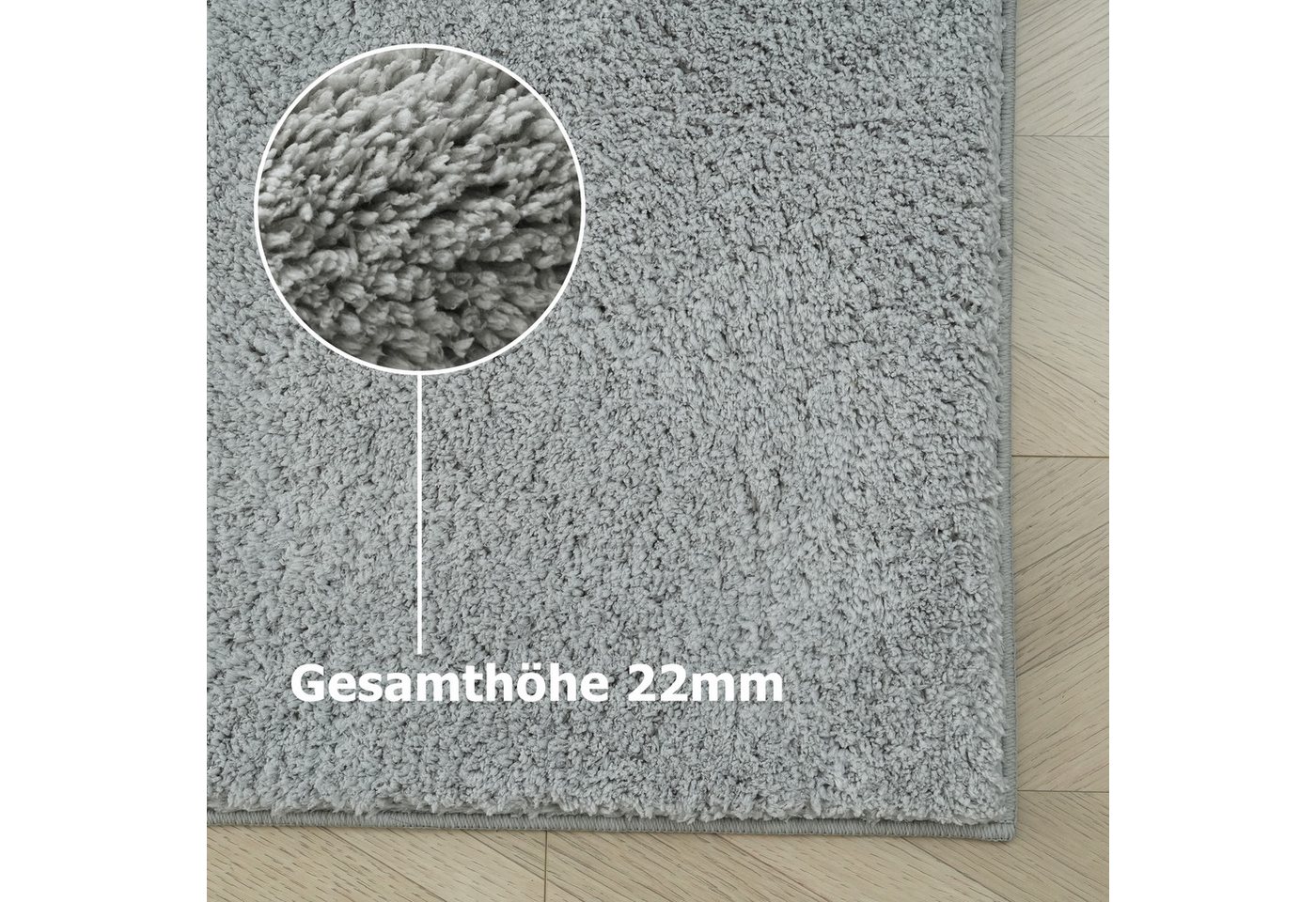 OTTO home Teppich Cali Shaggy, rechteckig, Höhe: 22 mm, Uni-Farben, kuschelig, & weich, waschbar, Wohnzimmer, Schlafzimmer – Bild 5 von 5