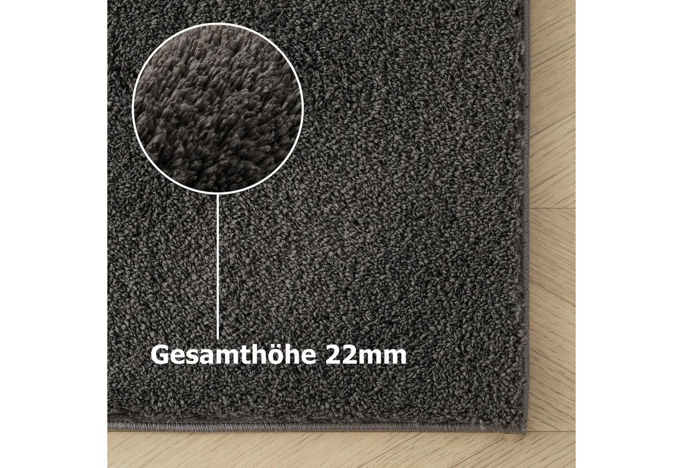 OTTO home Teppich Cali Shaggy, rechteckig, Höhe: 22 mm, Uni-Farben, kuschelig, & weich, waschbar, Wohnzimmer, Schlafzimmer – Bild 5 von 5