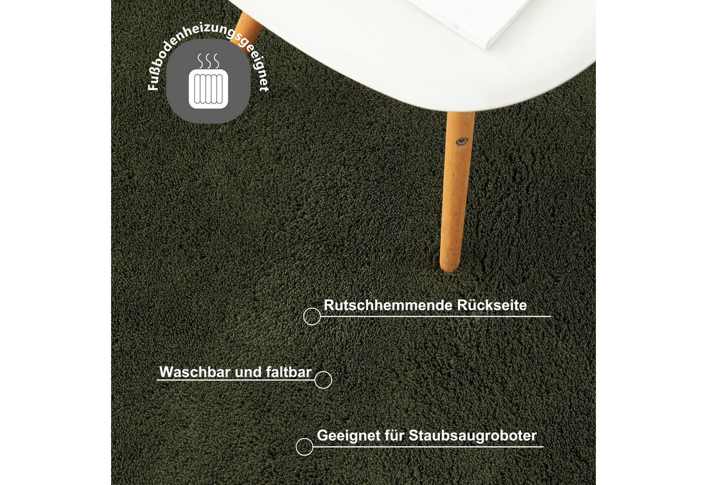 OTTO home Teppich Cali Shaggy, rechteckig, Höhe: 22 mm, Uni-Farben, kuschelig, & weich, waschbar, Wohnzimmer, Schlafzimmer – Bild 4 von 5
