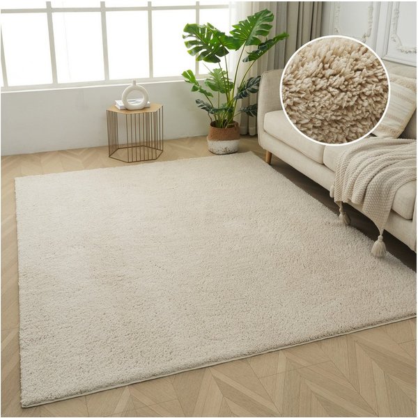OTTO home Teppich Cali Shaggy, rechteckig, Höhe: 22 mm, Uni-Farben, kuschelig, & weich, waschbar, Wohnzimmer, Schlafzimmer