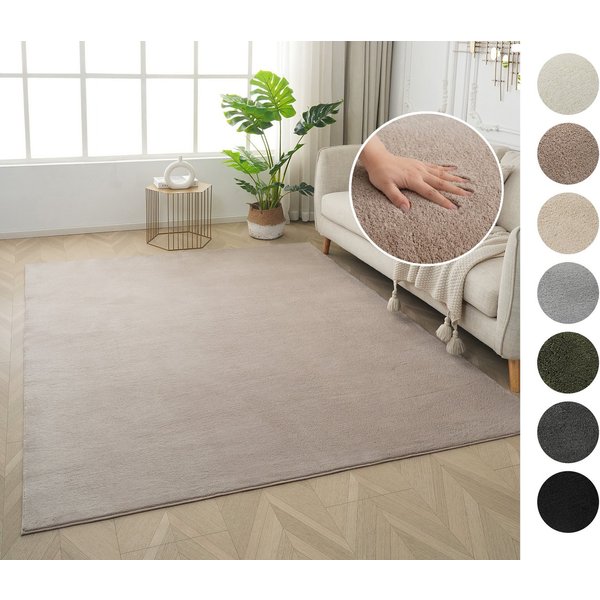 OTTO home Teppich Cali, in Standard- und Premium-Qualität, 13 mm oder 16 mm Höhe, rechteckig, Uni-Farben, kuschelig, & weich, waschbar, Wohnzimmer, Schlafzimmer