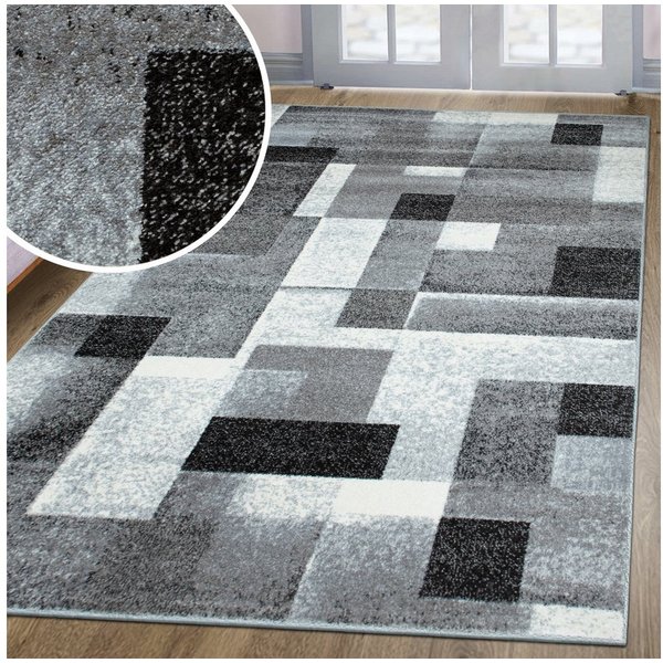OTTO home Teppich Corine, rechteckig, Höhe: 9 mm, mit besonders weichem Flor, Kurzflor, modernes Karo-Design