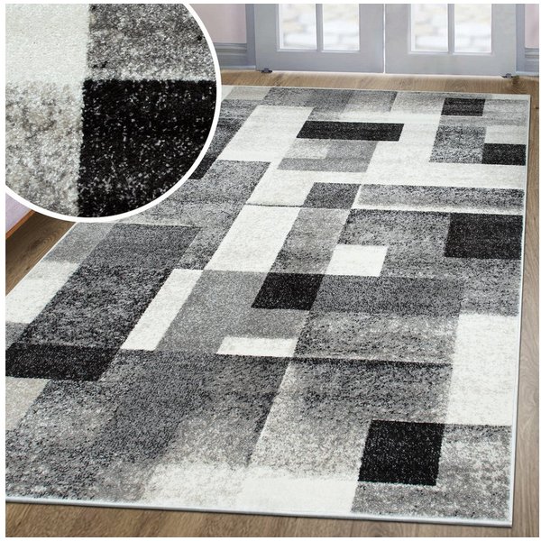 OTTO home Teppich Corine, rechteckig, Höhe: 9 mm, mit besonders weichem Flor, Kurzflor, modernes Karo-Design