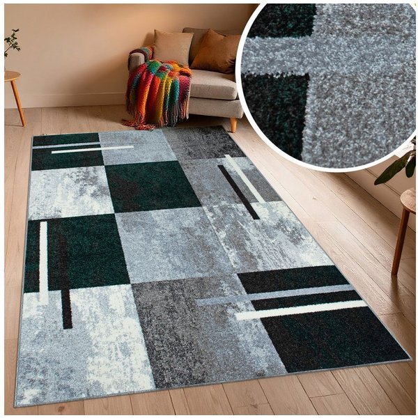 OTTO home Teppich Cube, Karo Muster mit 3D-Design, rechteckig, Höhe: 9 mm, Kasten, geometrisch, Patchwork, Wohnzimmer, Schlafzimmer