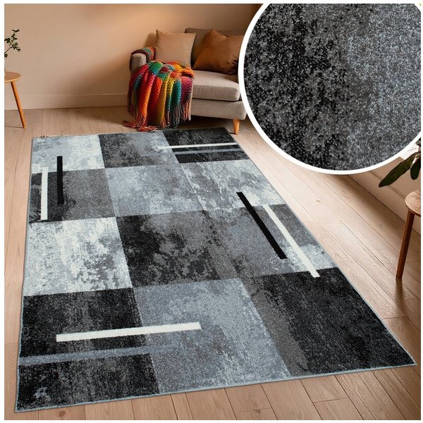 OTTO home Teppich Cube, Karo Muster mit 3D-Design, rechteckig, Höhe: 9 mm, Kasten, geometrisch, Patchwork, Wohnzimmer, Schlafzimmer