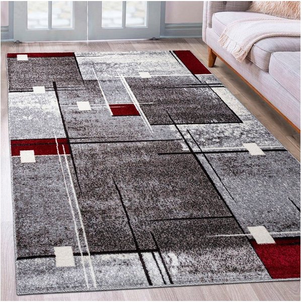 OTTO home Teppich Deblin, rechteckig, Höhe: 9 mm, weicher Flor, Kurzflor, Karo-Design, modern, geometrisches Muster