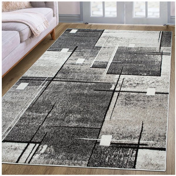 OTTO home Teppich Deblin, rechteckig, Höhe: 9 mm, weicher Flor, Kurzflor, Karo-Design, modern, geometrisches Muster