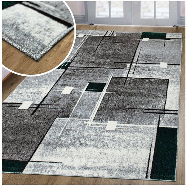 OTTO home Teppich Deblin, rechteckig, Höhe: 9 mm, weicher Flor, Kurzflor, Karo-Design, modern, geometrisches Muster