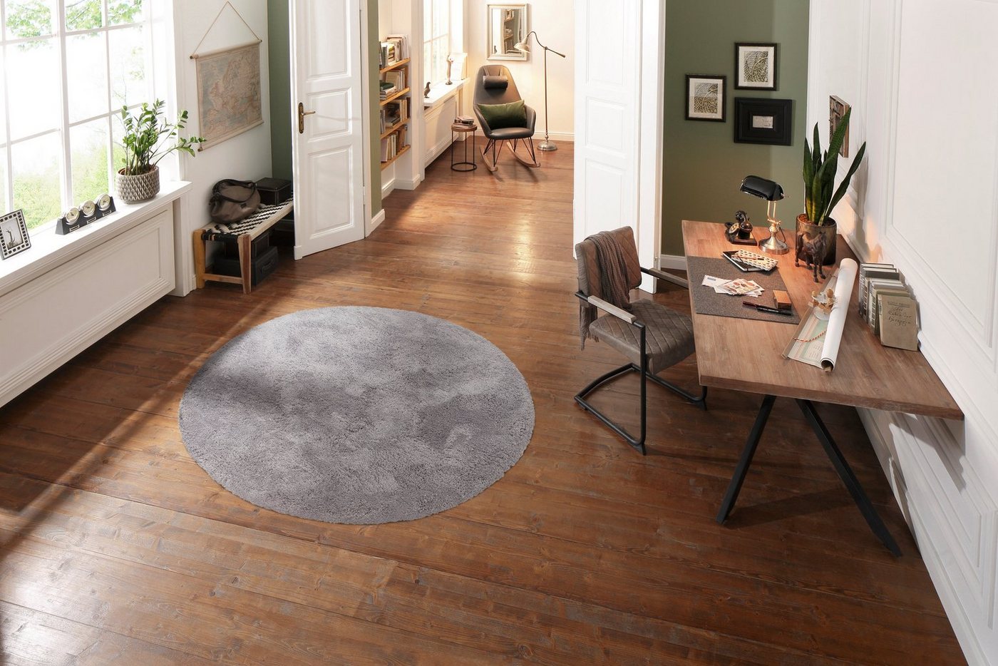 OTTO home Teppich Desner, Hochflor Teppiche, rund, Höhe: 35 mm, Mikrofaser, weich, flauschig, Wohnzimmer, Schlafzimmer, Kinderzimmer – Bild 5 von 5