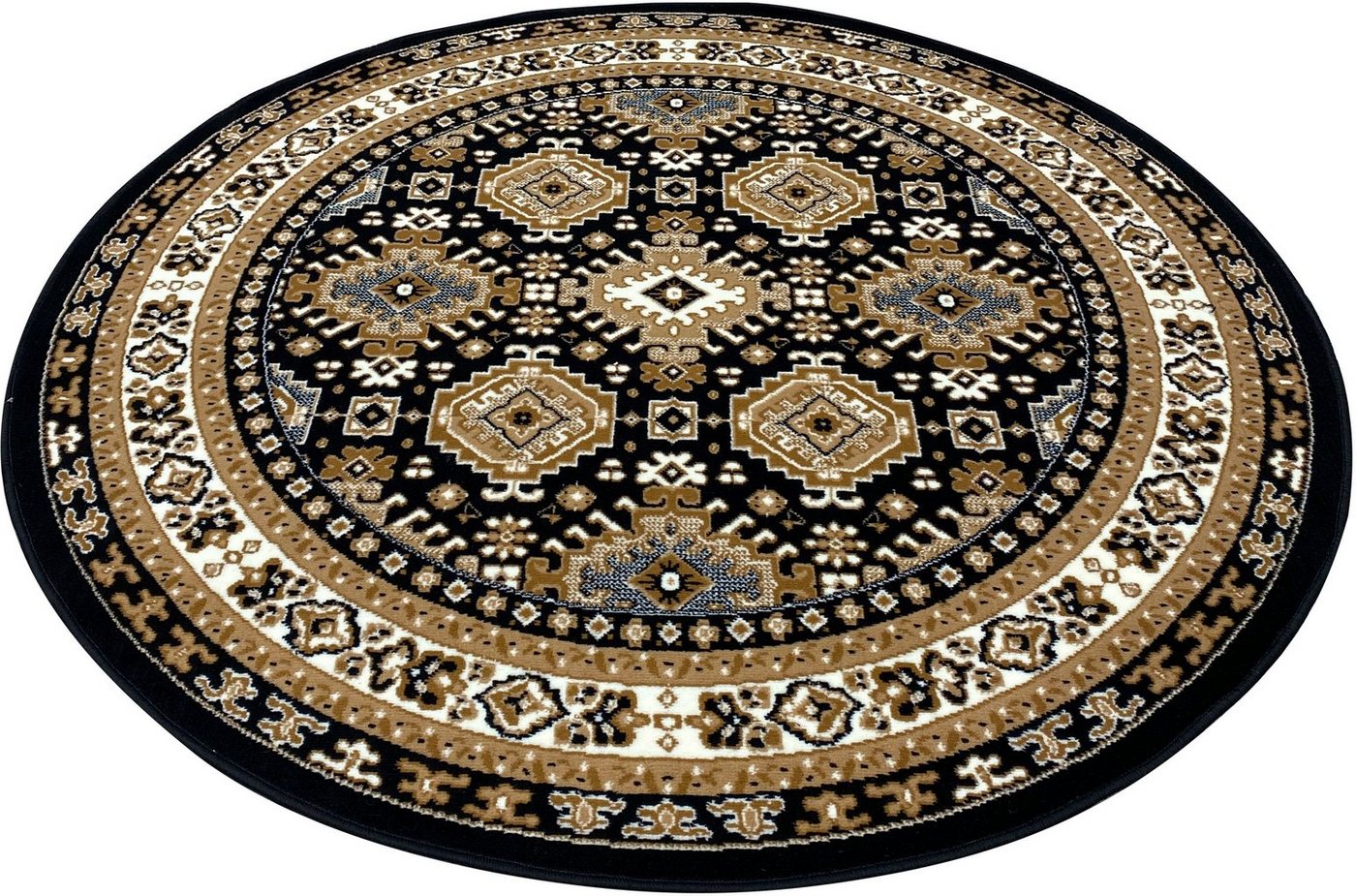 OTTO home Teppich Diantha, rund, Höhe: 7 mm, Orient-Optik, Teppich mit Bordüre, Kurzflor, elegant, weich – Bild 4 von 5