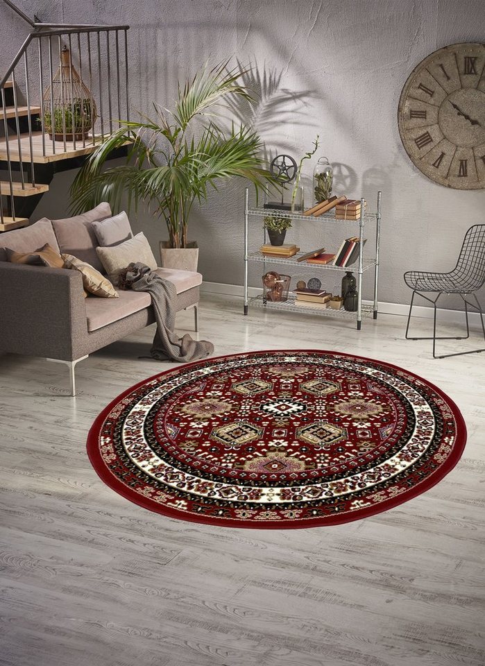 OTTO home Teppich Diantha, rund, Höhe: 7 mm, Orient-Optik, Teppich mit Bordüre, Kurzflor, elegant, weich – Bild 2 von 5