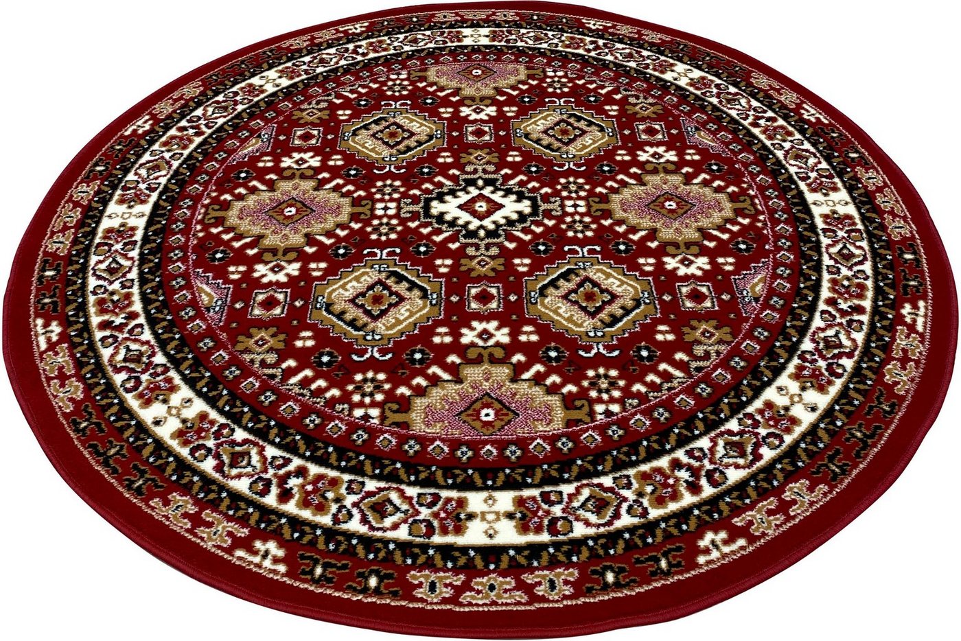 OTTO home Teppich Diantha, rund, Höhe: 7 mm, Orient-Optik, Teppich mit Bordüre, Kurzflor, elegant, weich – Bild 4 von 5