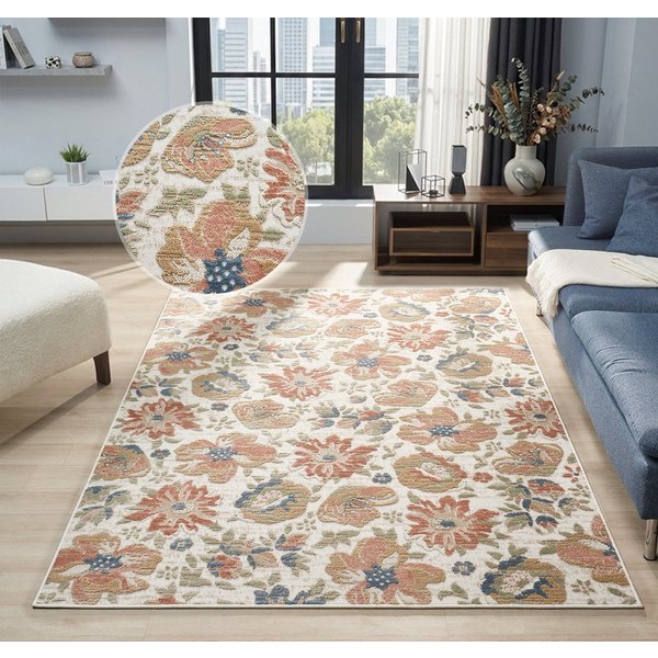 OTTO home Teppich Ellodie, Hoch-Tief-Struktur, rechteckig, Höhe: 7 mm, Blumen, Floral, bunt, Wohnzimmer, Schlafzimmer, Esszimmer