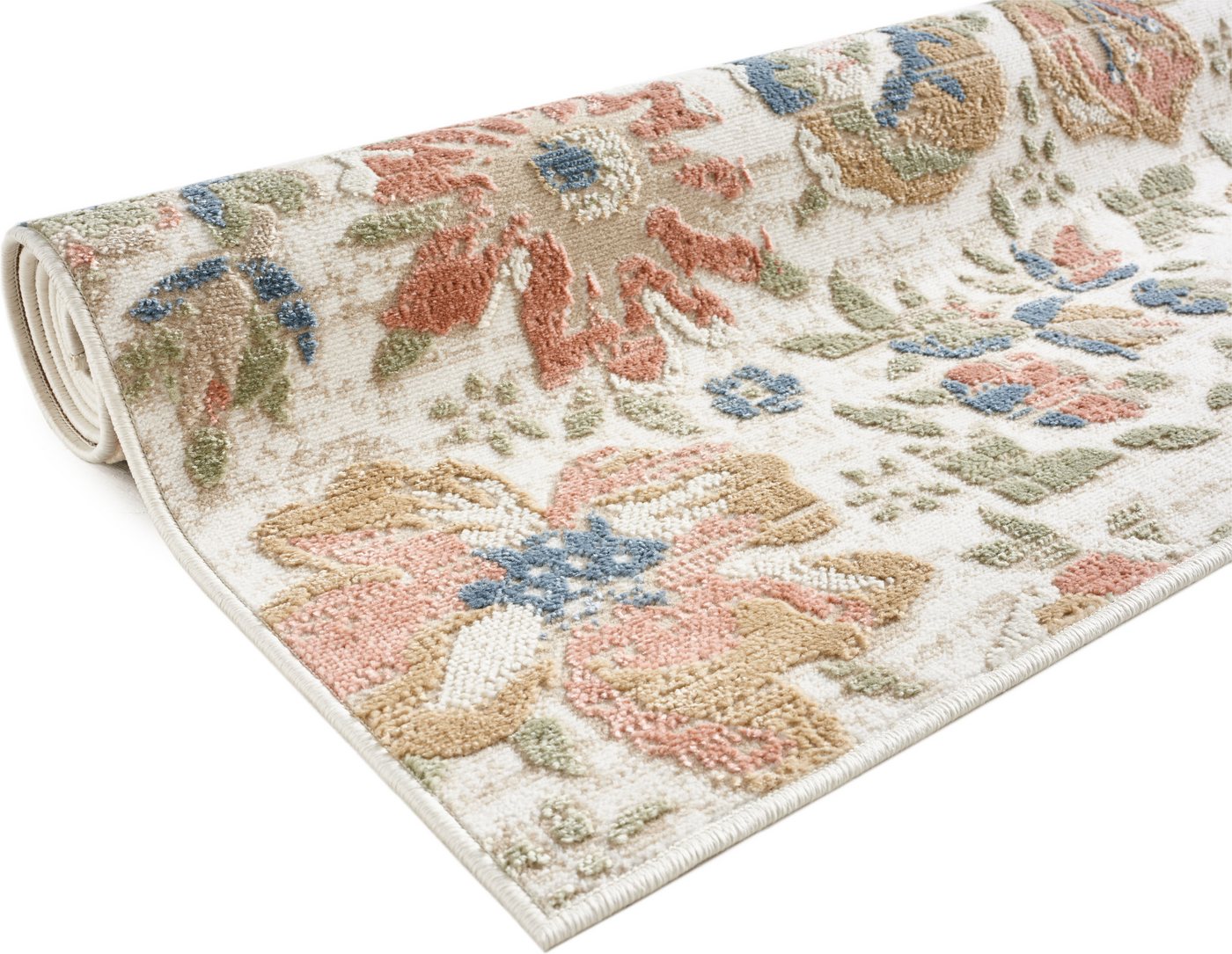 OTTO home Teppich Ellodie, Hoch-Tief-Struktur, rechteckig, Höhe: 7 mm, Blumen, Floral, bunt, Wohnzimmer, Schlafzimmer, Esszimmer – Bild 4 von 5