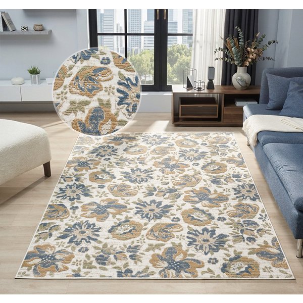OTTO home Teppich Ellodie, Hoch-Tief-Struktur, rechteckig, Höhe: 7 mm, Blumen, Floral, bunt, Wohnzimmer, Schlafzimmer, Esszimmer